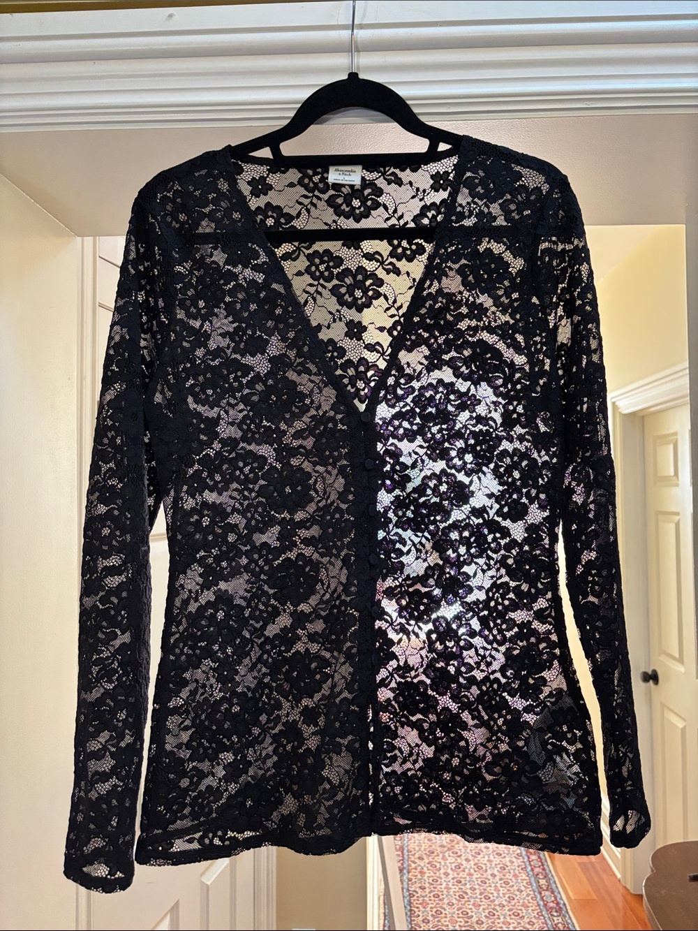 Abercrombie & Fitch Black Floral Lace Cardigan